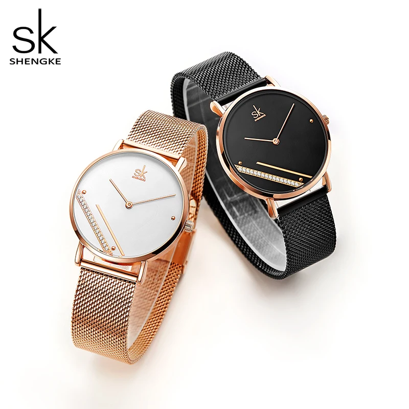 

344 Shengke Montre Femme New Luxury Ladies Watch Fashion Simple Watches Womes Crystal Dial Quartz Watch Women Clock Relogio