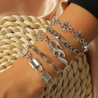 lock thorn flame geometric jewelry european and american exaggerated thick chain bracelet set retro punk alloy high end jewelry