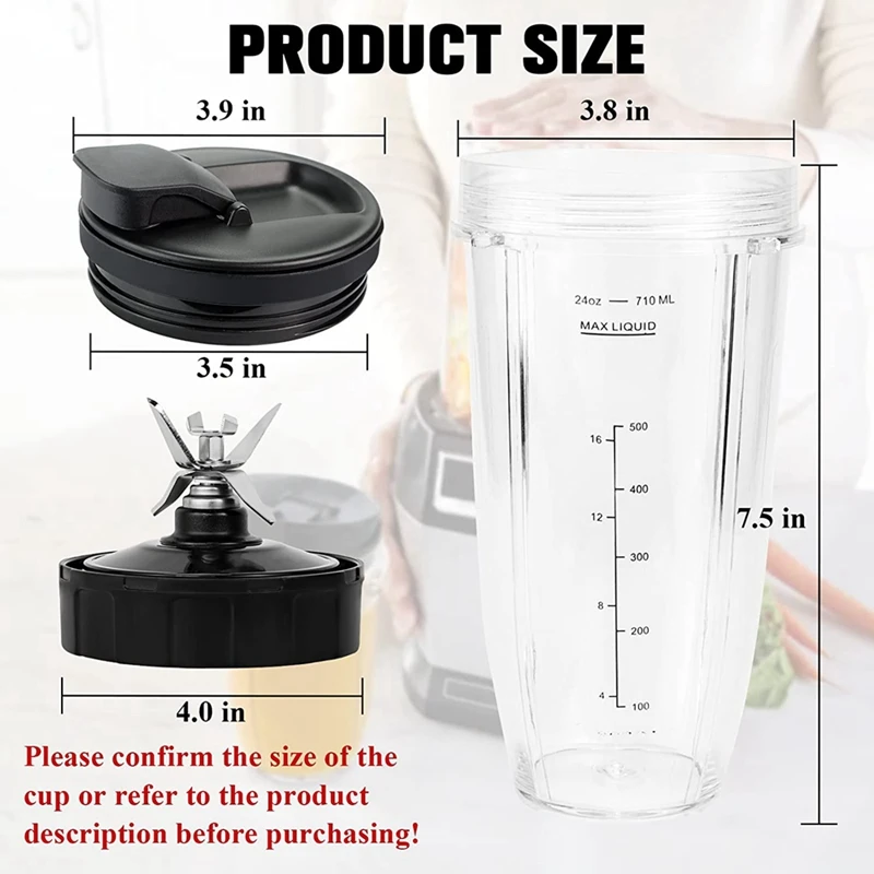 Сменные чашки для блендера Ninja BN801-24 Oz в форме пули с 7 лезвиями замены подходит Nutri