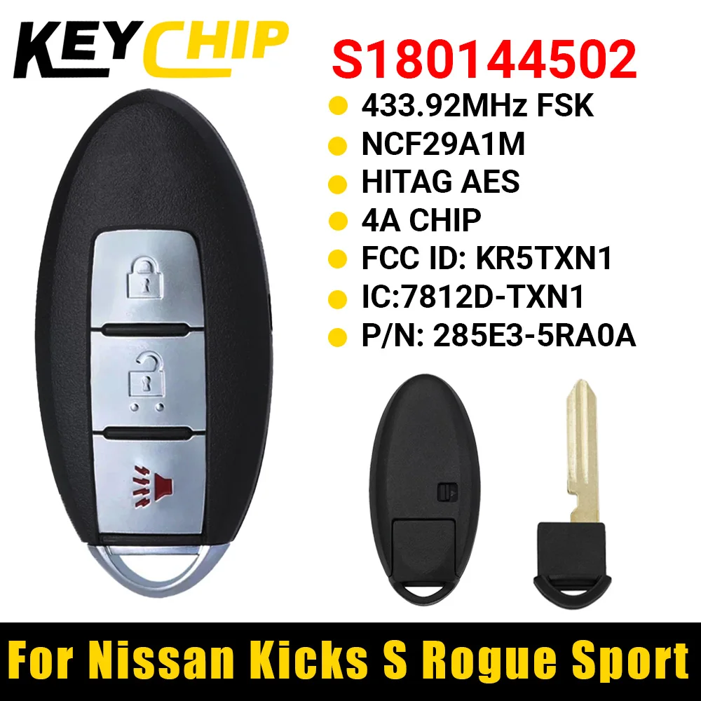 

KC для S 180144502 Nissan Rogue Sport Kicks2018 2019 2020 Бесконтактный интеллектуальный дистанционный ключ без ключа 433 МГц 285E3-5RA0A KR5TXN1