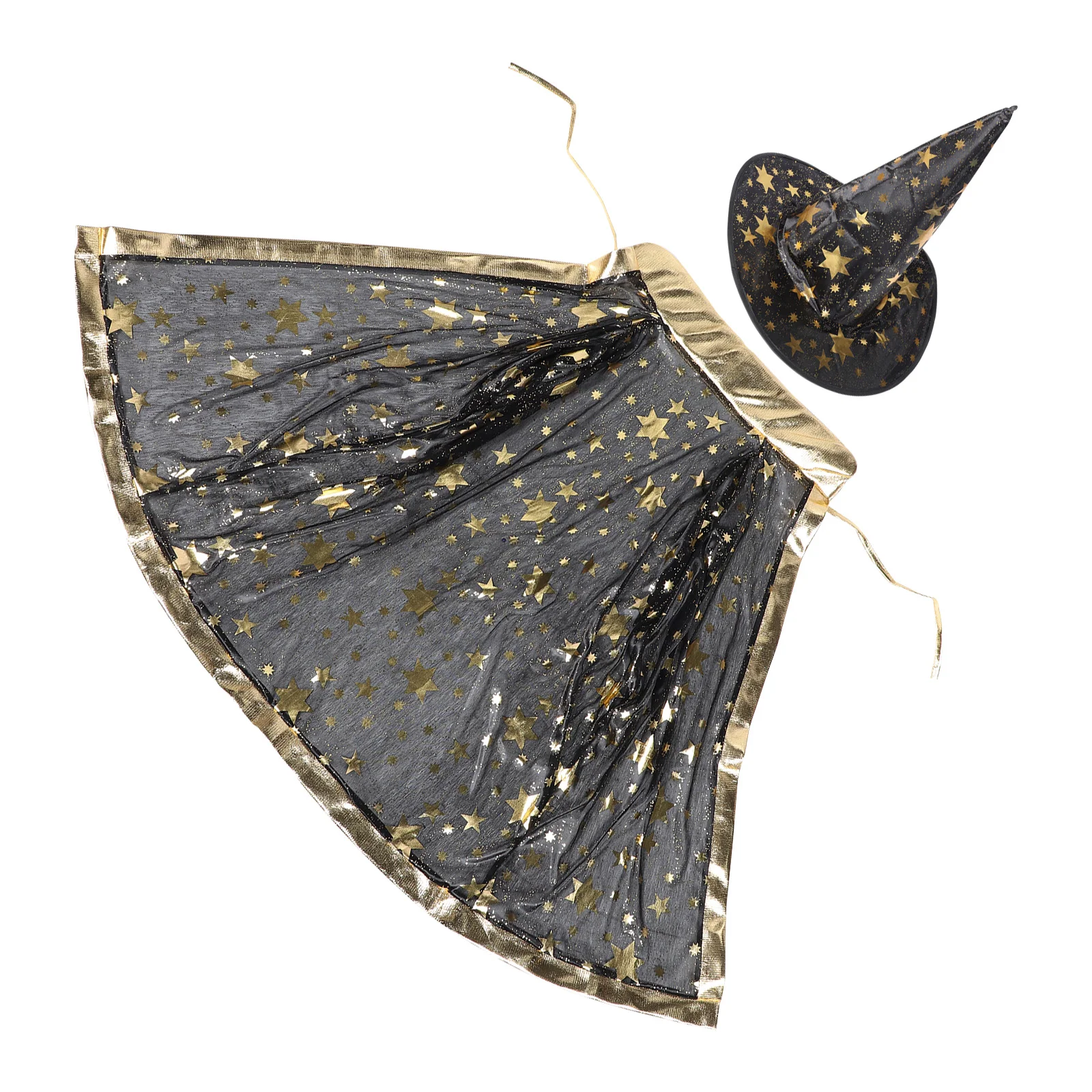 

1 Set Wizard Costume Kid Cape Star Pattern Kid Cape Cosplay Wizard Hat Decor