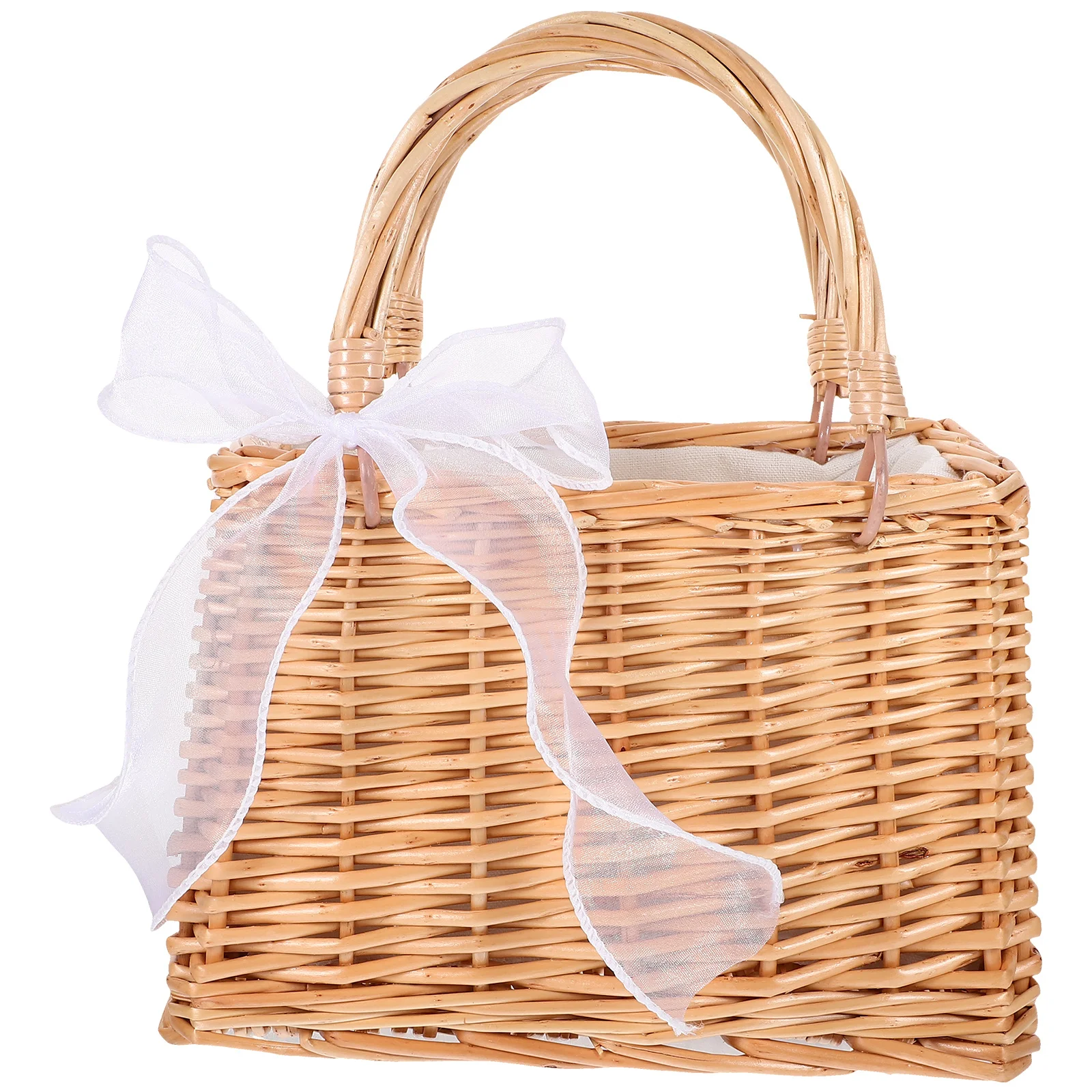 

Flower Basket Desktop Decor Hand-woven Handbags Rattan Wedding Wicker Sundries Bridesmaid The Tote