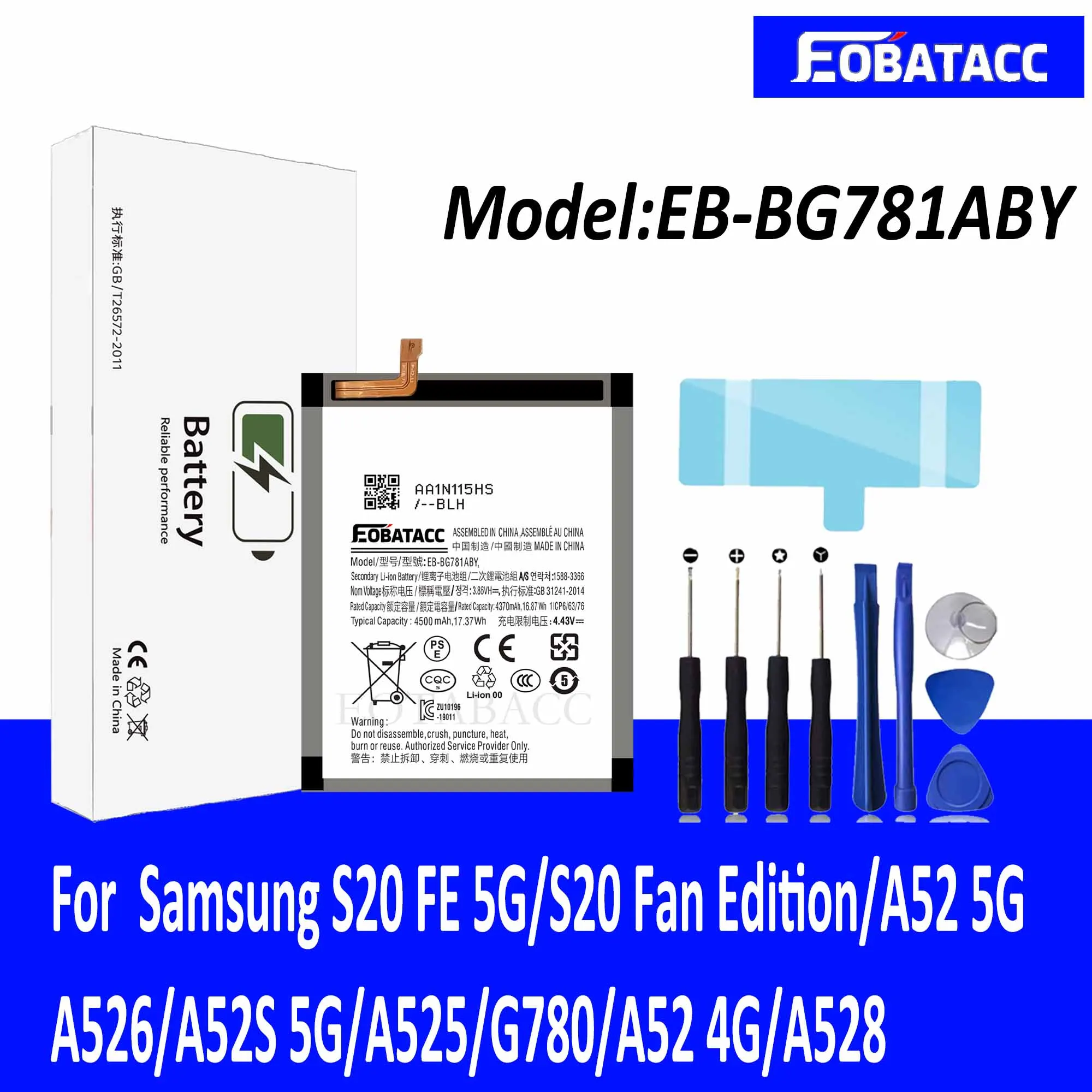 Новинка 100% Оригинальная батарея EOTABACC для SamsungS20 FE EB-BG781ABY/S20 Fan Edition/A52 5G/A526/A52S 5G/A525/G780