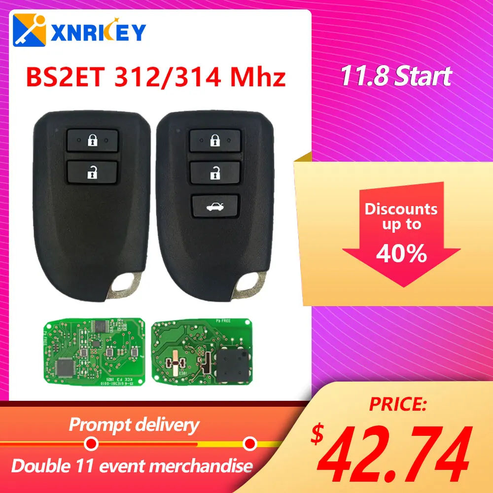 

XNRKEY Original Smart remote car key for Toyota YARIS L VIOS 312/314Mhz Board No:61E381-0010 FCCID BS2ET For BRAZIL Market