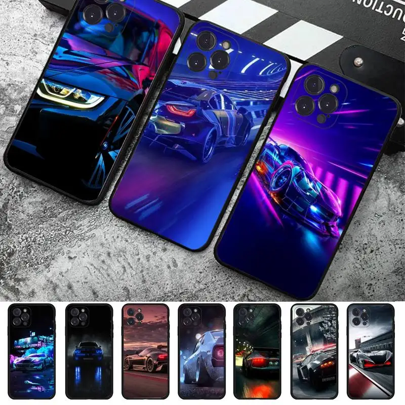 

YNDFCNB Blue Super Car Phone Case For iPhone 8 7 6 6S Plus X SE 2020 XR XS 14 11 12 13 Mini Pro Max Mobile Case