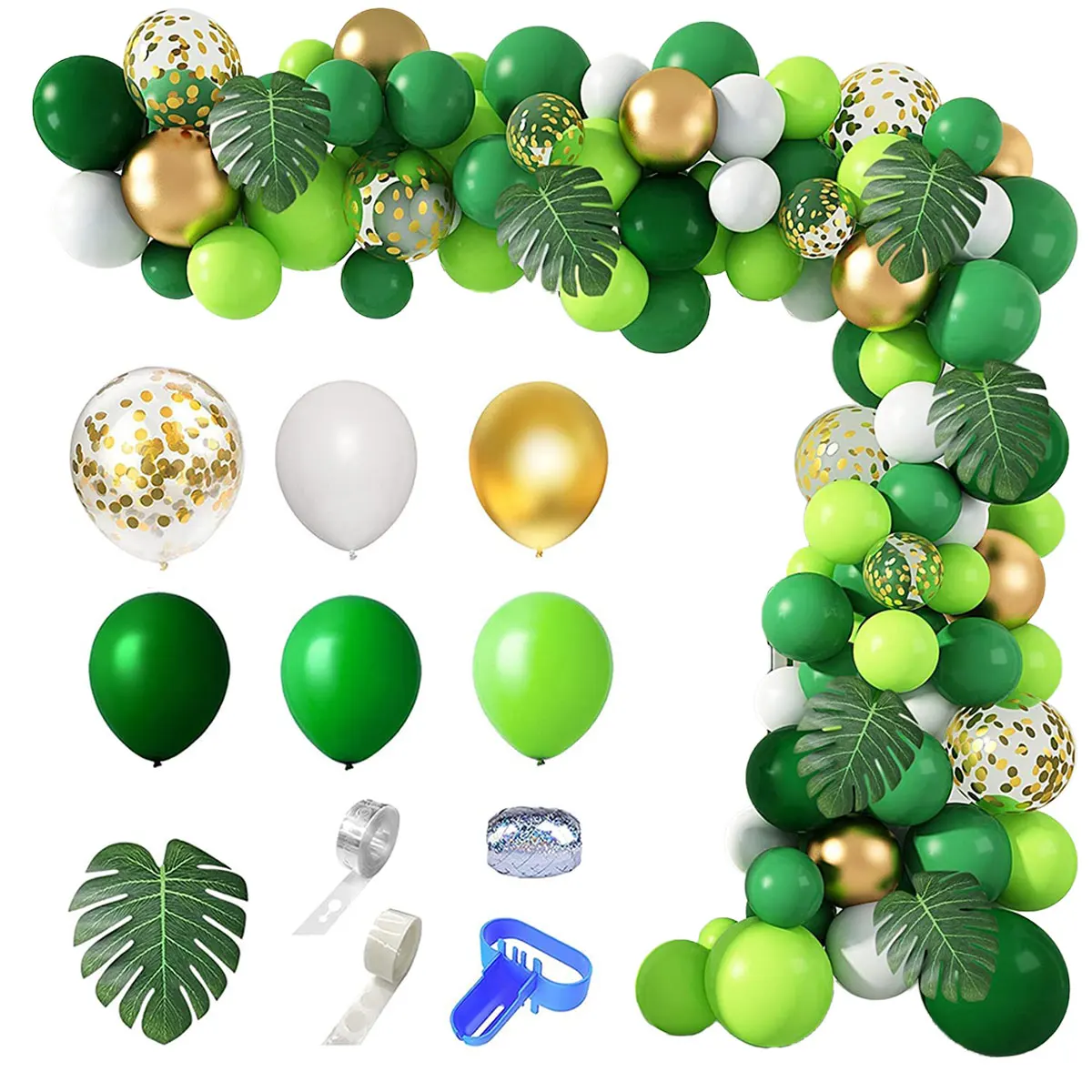 

140Pcs Jungle Theme Balloon Arch Kit DIY Balloons Garland Arch Set with Balloon Chain Ribbon Reusable Latex Balloons Party S