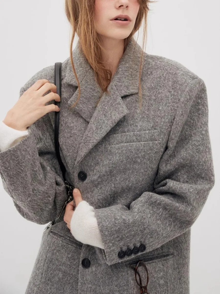 Низкое классическое шерстяное пальто для женщин 2024 осень и зима новый дизайн