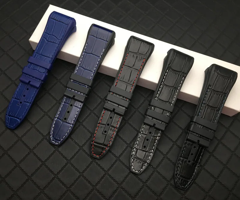 

28mm Genuine Cowhide Nylon Black Blue Watchband Silicone belt Replacement Bracelet Suitable for Franck Muller strap Watch band