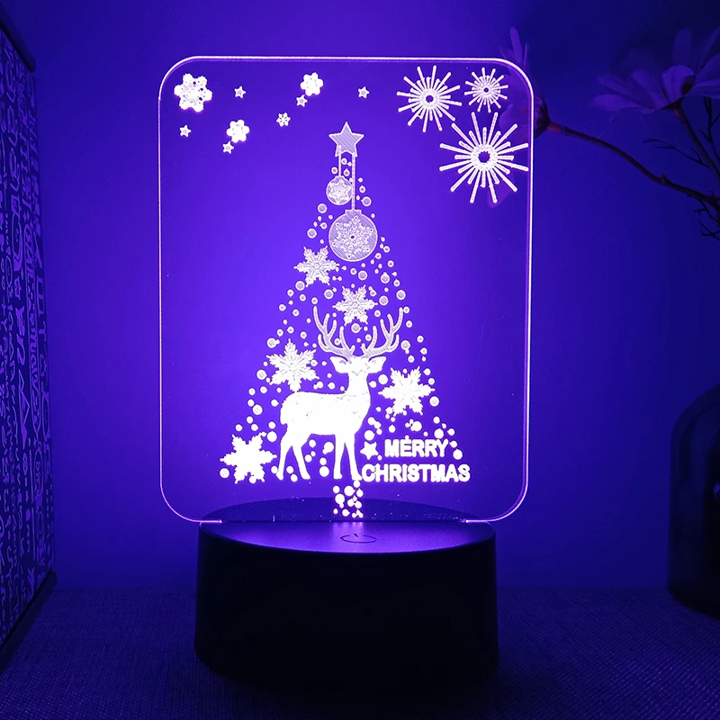 Christmas Colour Night Lights Xmas 3d Led Lamp For Bedroom Decoration 2022 Acrylic Board Room Decor Holiday Gift