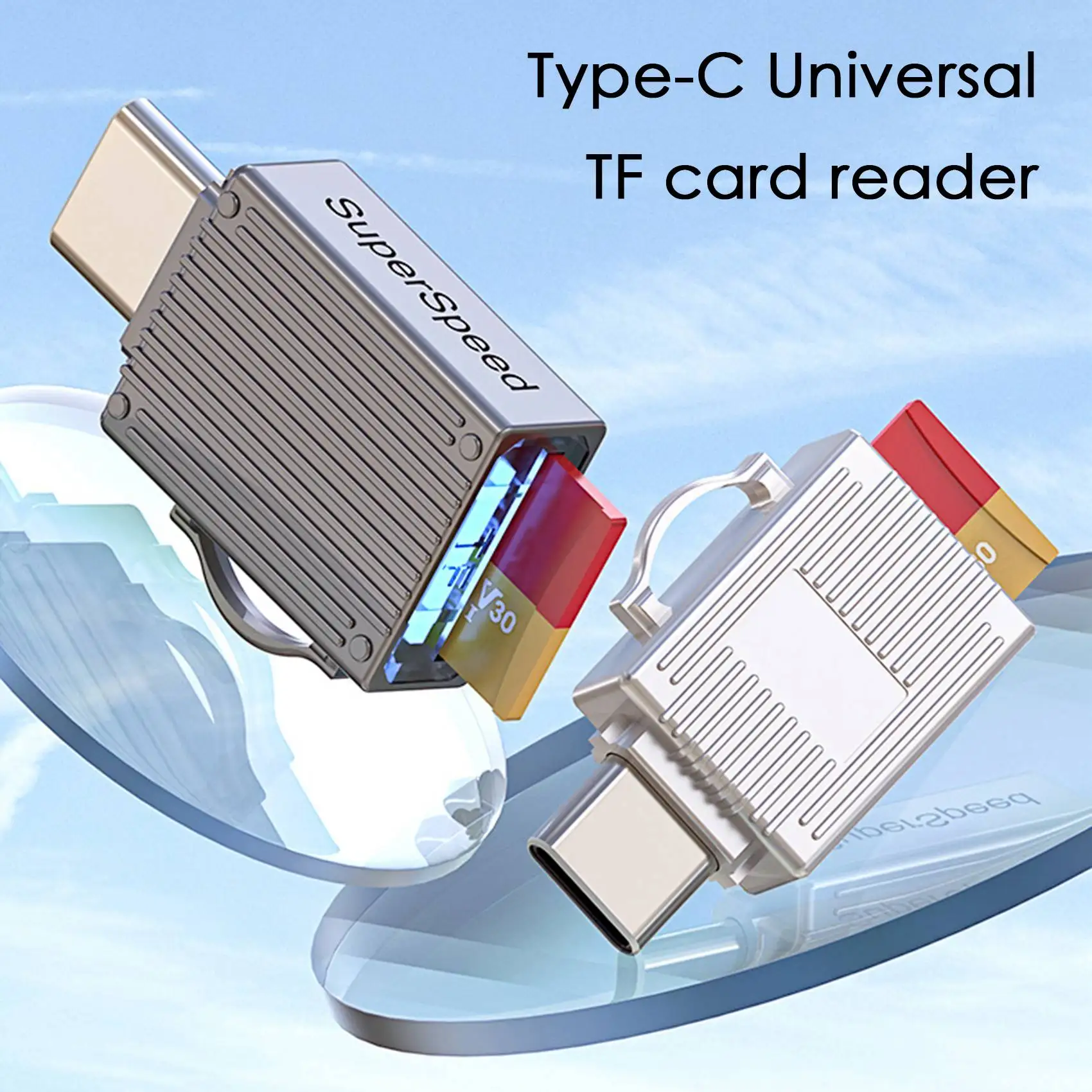 

Type-C Mobile Card Reader USB3.0 High Speed Read TF Memory Card OTG Card Reader Adapter Portable Card Reader Silver