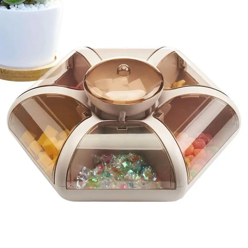 

Flower Petal Snack Holder Petal-Shaped Dried Fruit Tray Snack Storage With Lid Dried Snacks Plate Containers Compartment Flower
