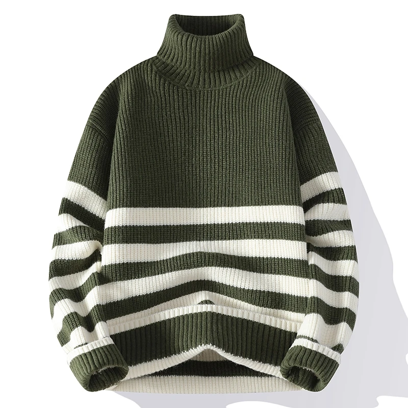 Новый мужской повседневный вязаный свитер Simplici в полоску с лацканами