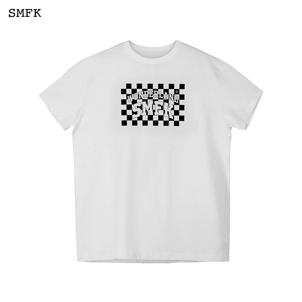 SMFK Men's and Women's Short-sleeved T-shirts Black and White Tee Design Spring and Summer Loose Letter Basics short sleeve tops