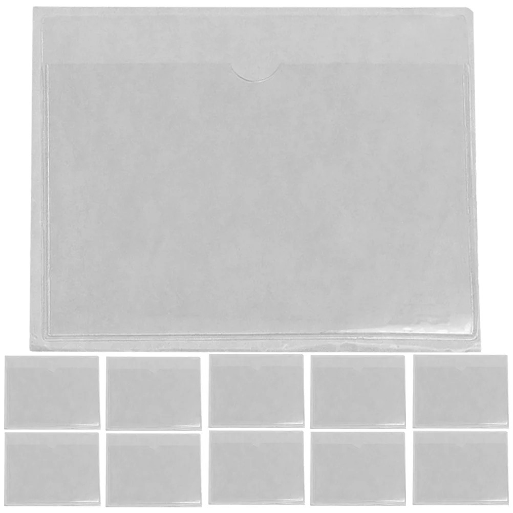 20 Pcs Plastic Tabs Adhesive Pockets Transparent Cards Pouches Pass Box Label Pouch Clear Plastic Sleeves Label Bag