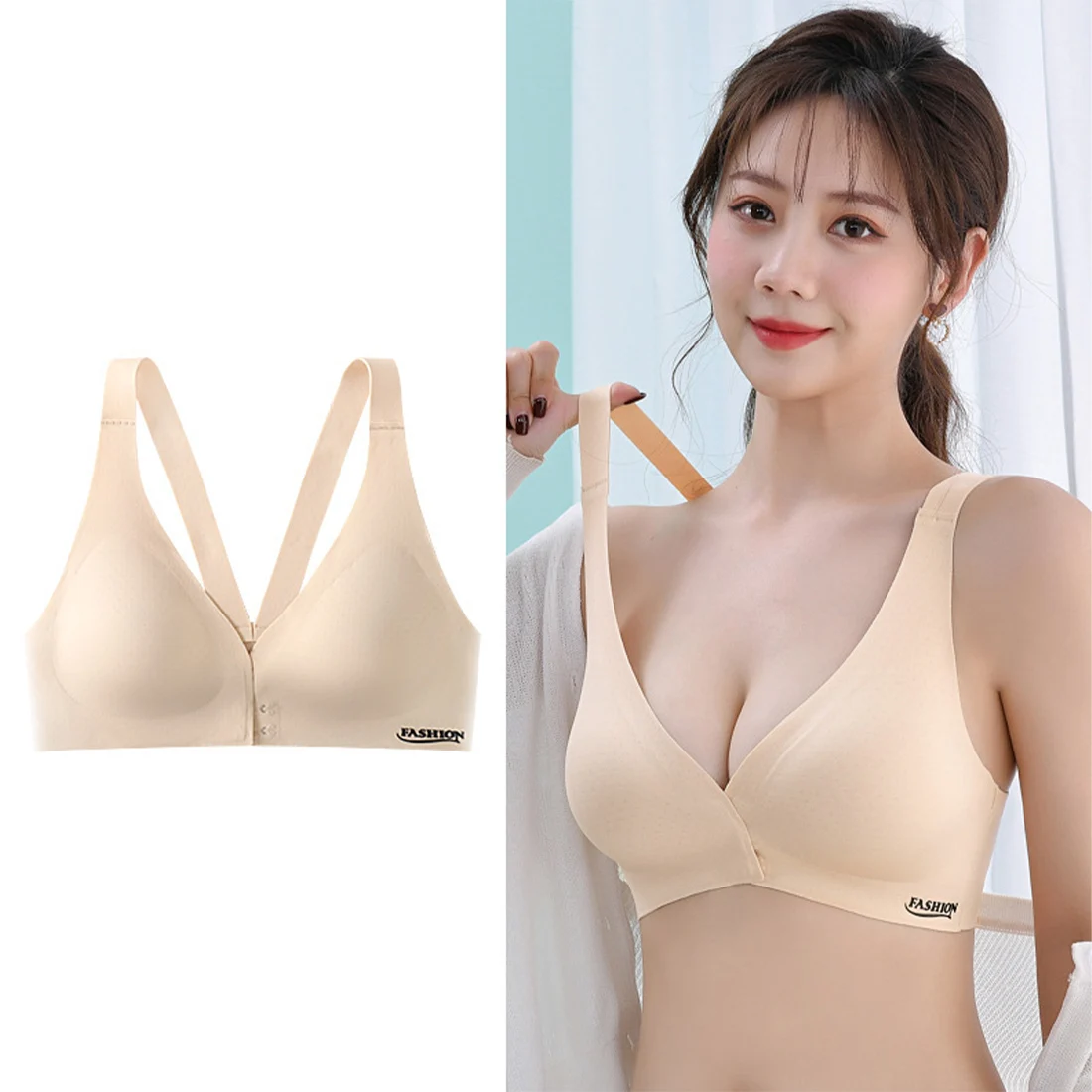 

Comfortable Adjustable Breathable Front Buckle Underwear Sexy Beautiful Back Sports Bra Gathered Breasts Bra