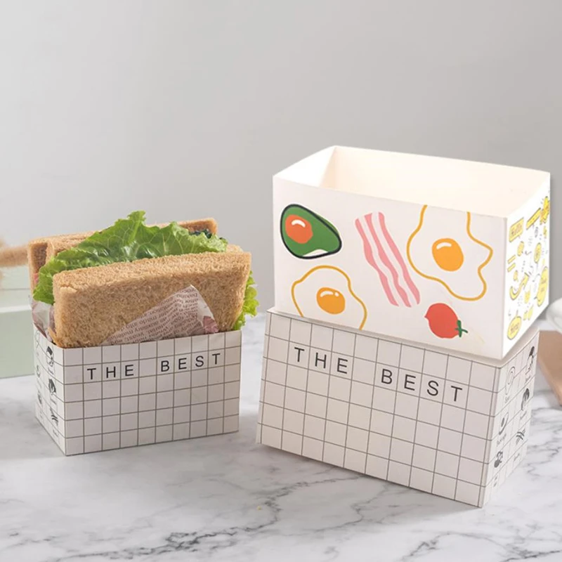 Toast Tray Bread Packaging Box Sandwich Take Out Container Christmas Bake Party Gift