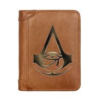 luxury eye of horus assassin genuine leather men wallet classic pocket slim card holder male short coin purses