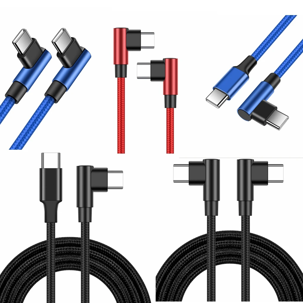 Угол 90 градусов, двойной колено, кабель Type-c «папа» — «папа» Type-c, USB C, 60 Вт, PD, быстрая зарядка, шнур для быстрой зарядки, провод для мобильного телефона (art.: 3920cd0905922) - 3920cd0905922