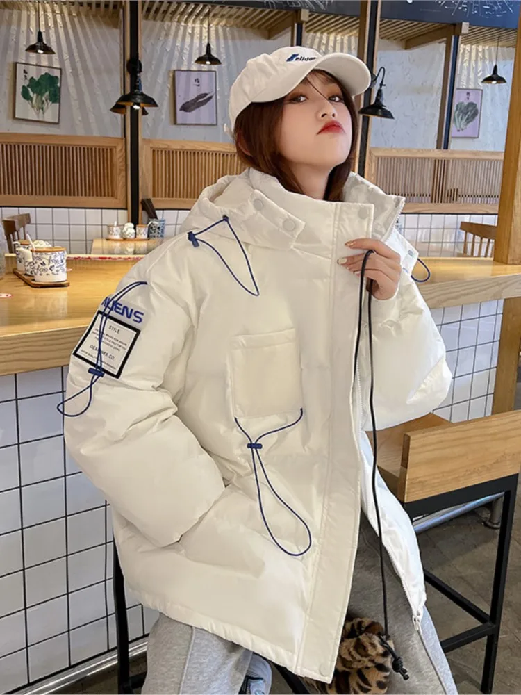 Klein Blue Winter Down Cotton Women's Jacket Loose Mid-Length Cotton Coat Oversized Quilted Warm Overcoat Female Parka Coat