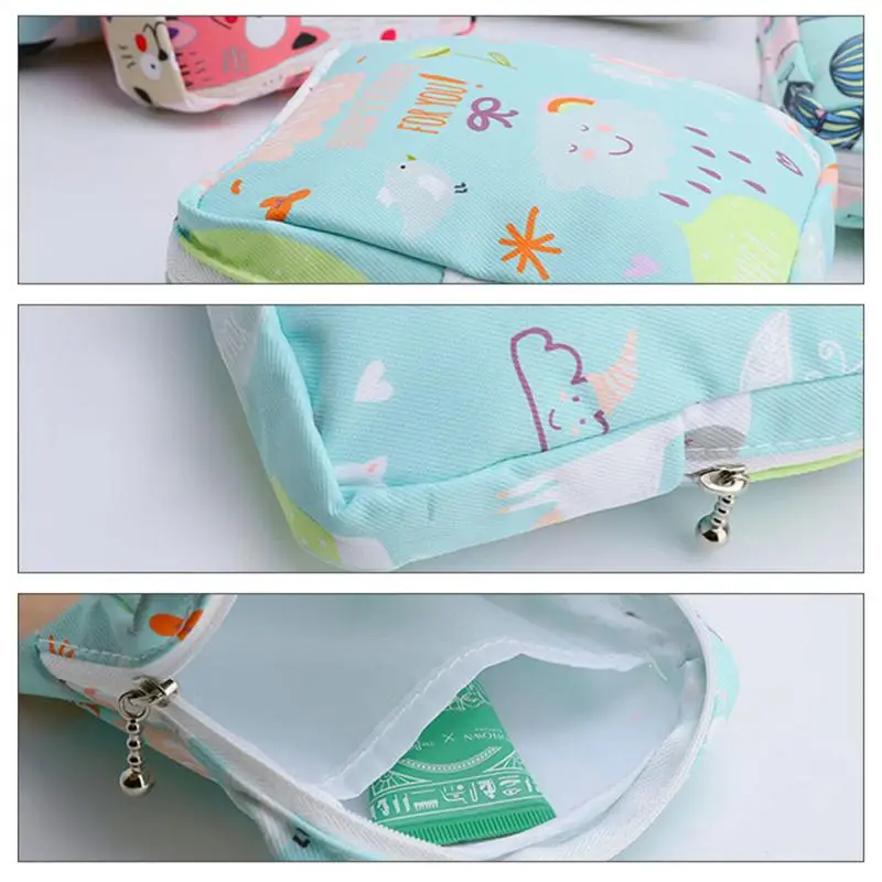 Women Sanitary Napkin Storage Bag Fashion Small Cosmetic Bags With Zipper Portable Cotton Based Coin Purse For Travel Versatile