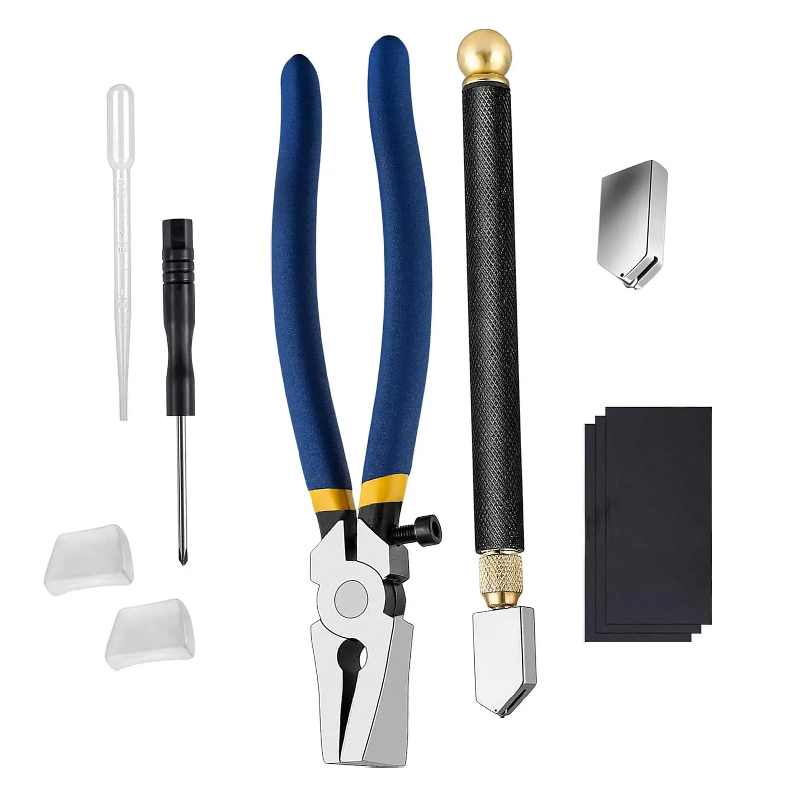 

10 Pieces Glass Cutting Tool and Oil Dropper Screwdriver for Fusing