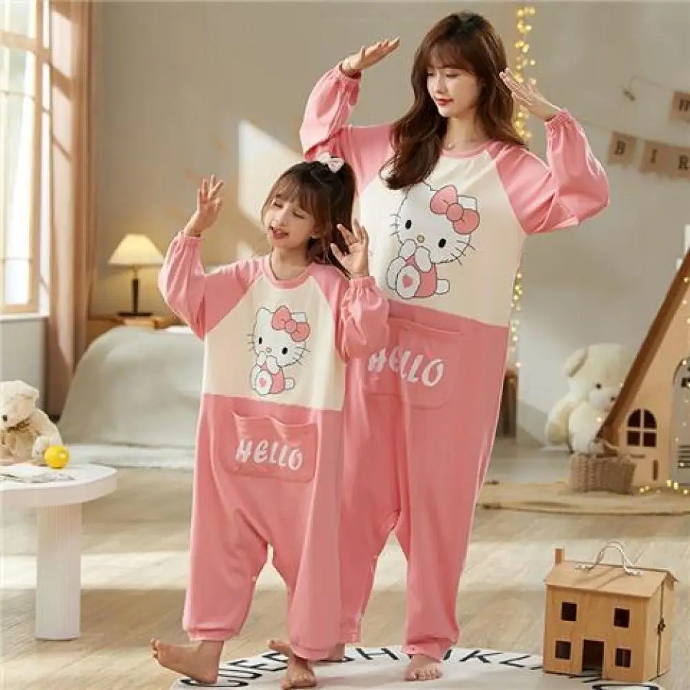 

Sanrio My Melody Children's Pajamas Suit Siamese Long Sleeves Close To The Body Pure Cotton Parent-Child Sleeping Bag Cartoon
