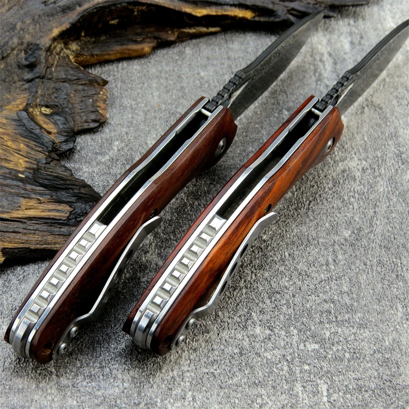 Карманный складной нож Eafengrow sitive ST231 клинок из дамасской стали + VG10 с деревянной