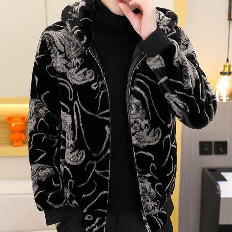 2024 осенне-зимняя мужская норковая шуба куртка из искусственной кожи европейская