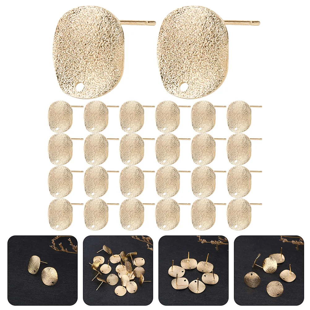 

30 Pcs Round Ear Pin Hole Bejeweled Earrings Blank Bezel Tassel Stud Base Setting Blanks Trays Alloy Jewelry DIY