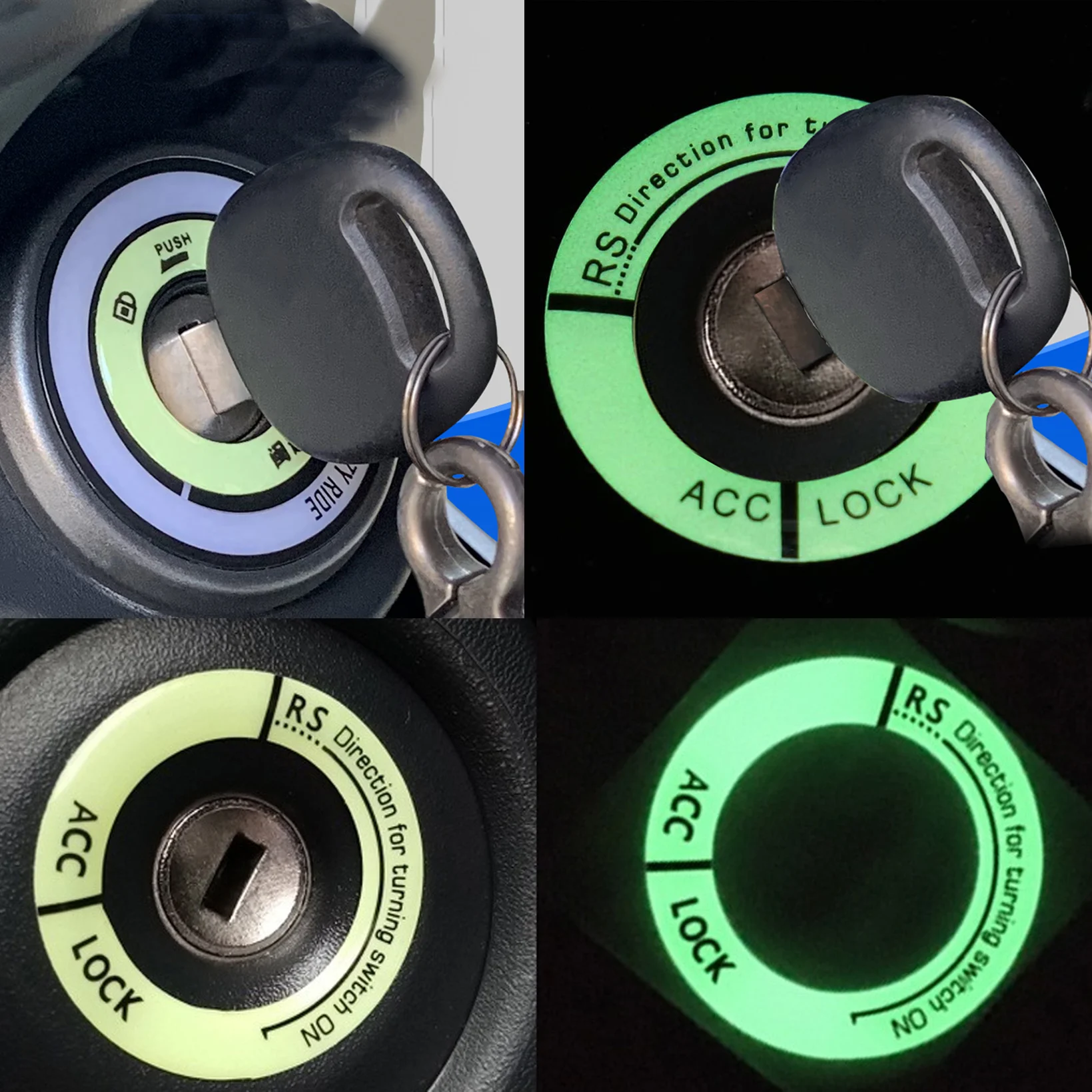 

Optional Color Night Vision Light Luminous Ignition Switch Sticker Glow Key Ring Hole Cover for Car Accessories Interior