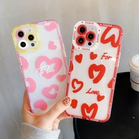 cute love heart transparent phone case for iphone 13 11 12 13 pro max xs xr 7 8 plus se 2020 x bumper shockproof back cover capa
