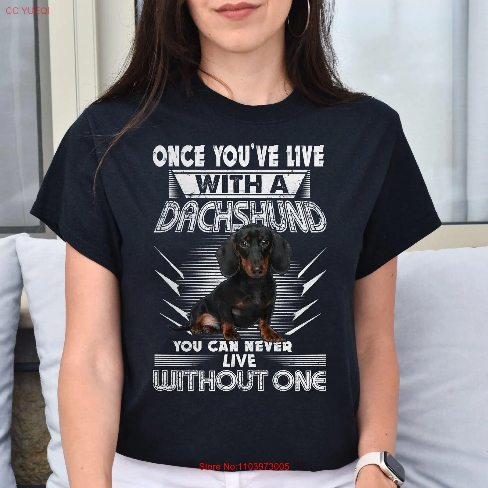 Футболка в стиле унисекс такса подарок владельцу таксы черный и темно-синий