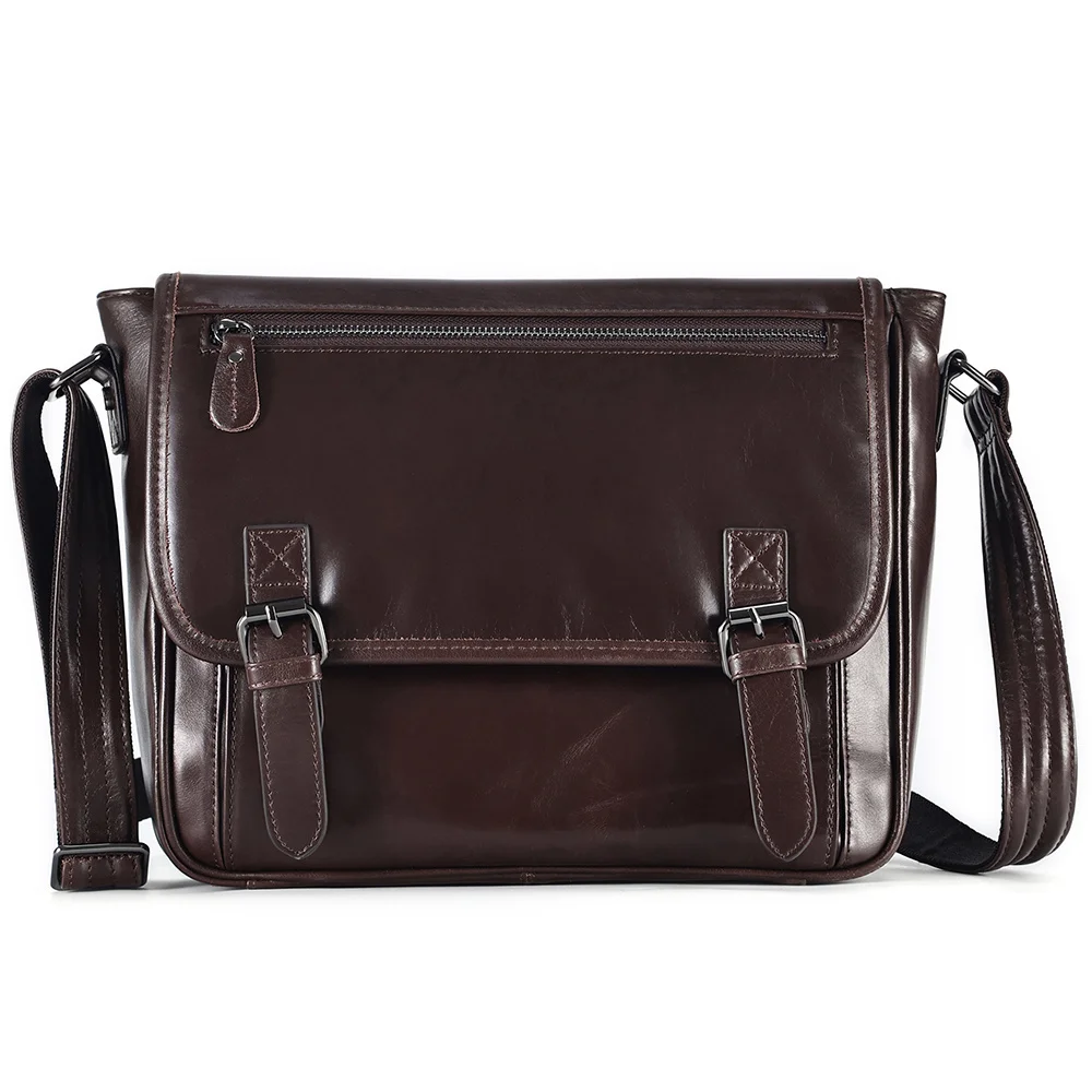 Genuine Leather Messenger Bag for Men Flap Shoulder Bag Work Business Travel Crossbody Bag for 11" Tablet Satchel Handbags