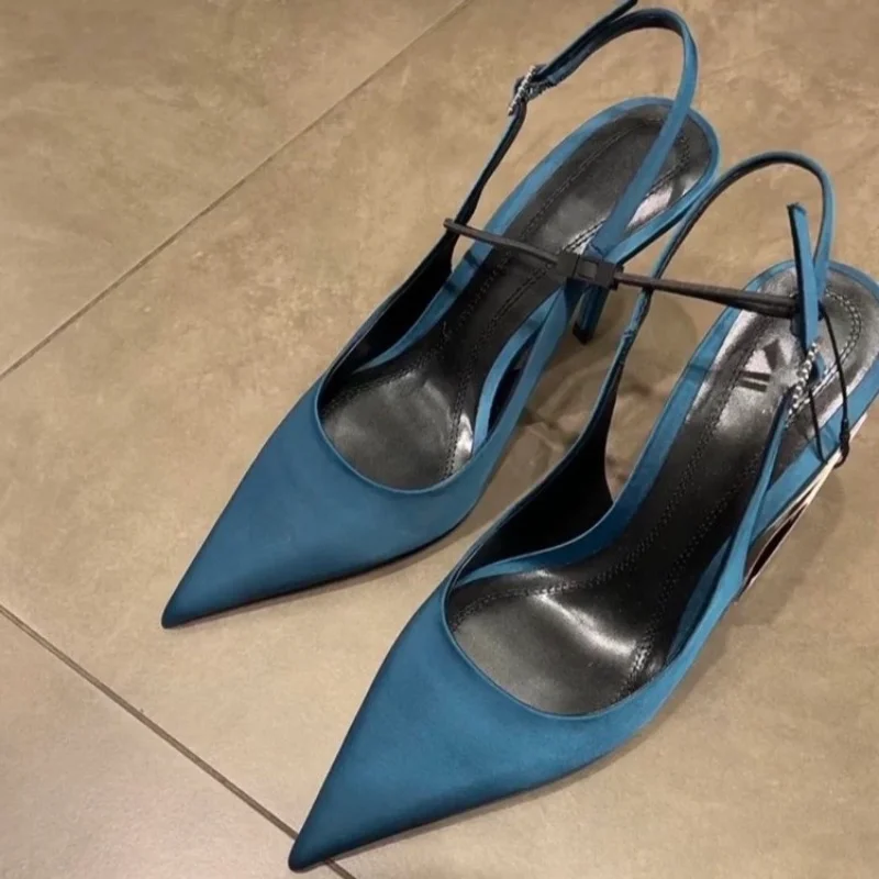 

Fashion Elegant Women High Heels Lady Slingback Mules Sexy Thin Heels Party Luxury Wedding Shoes Women's Sandals 2023 Summer