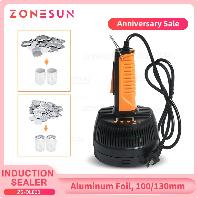 

ZONESUN Handheld Induction Sealer Portable Electromagnetic Bottle Sealing Machine Aluminum Foil Lid Plastic Vial ZS-DL800