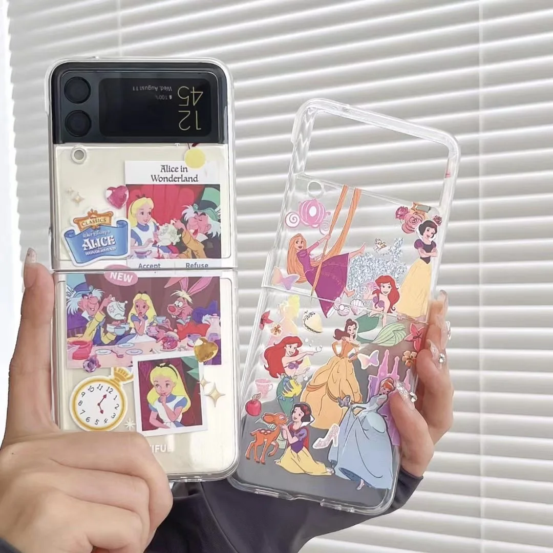 

Cute Disney snow white ariel alice cartoon Phone Case for Samsung Galaxy Z Flip 3 Hard PC Back forZ Flip 4 Case Protective Shell