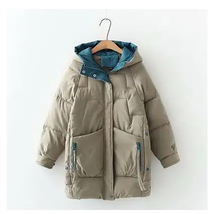 2023 Women Winter Thick Hooded Down Blue Jacket Cotton Long Warm Padded Parka for Women Oversized Winter Coat Cold-resistant