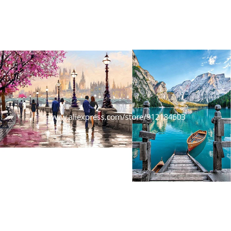 ROAMILY алмазная живопись пейзаж красивая сделай сам полноразмерная Алмазная