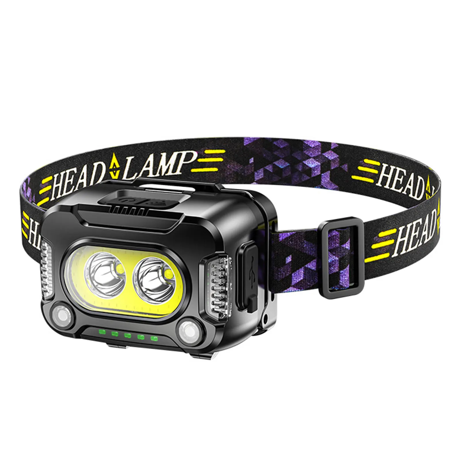 

COB Strong Light Induction Headlight Night Running Fishing Flood Light Head Type-c Charging Application For Outdoor Fishing