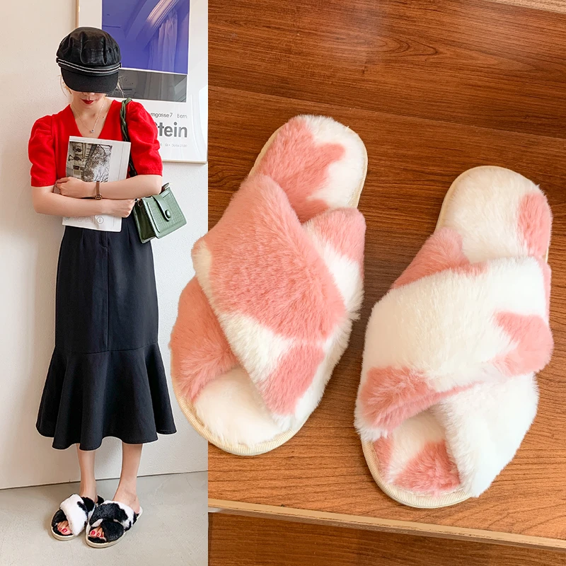 

Warm soft bottom wool slippers floor non-slip thick bottom couple wool slippers men and women fall/winter home cotton drag women