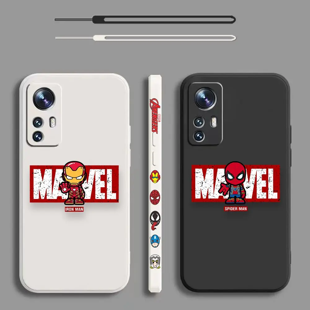 

Cartoon Spider-Man Iron Man Case For Xiaomi Mi 12T 12 11 11T 10 10T 10S 9SE 9 CC9 8SE 8 A3 CC9E Lite Pro Ultra Tpro Liquid Funda