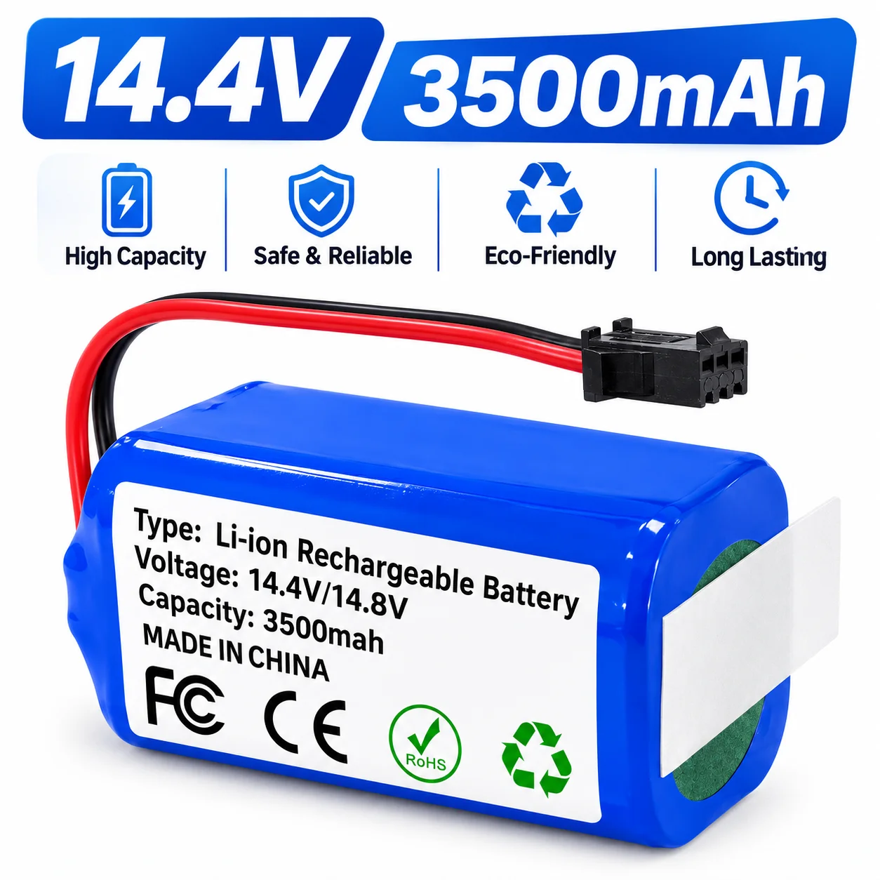 Фото Аккумулятор Li-ion 14.4В 2600мАч для робота-пылесоса Deebot N79 N79S DN622 RoboVac 11 11S Tesvor X500 Conga 990 1090 №1