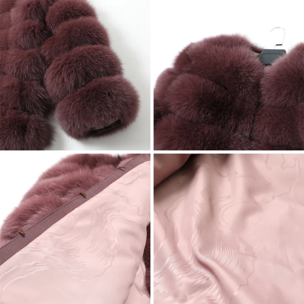 Женское длинное пальто из натурального меха 70 см жилет натуральной лисы зимняя