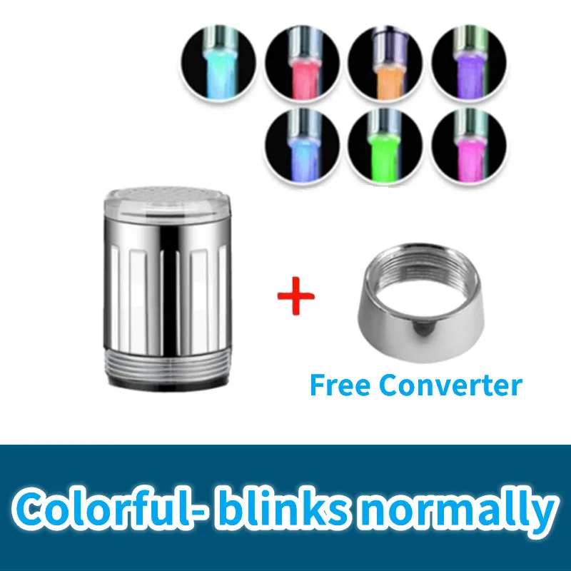 

LED Water Faucet Color Changing Temperature Sensor Kitchen Bathroom Shower Tap Faucet Nozzle Head Adaptor