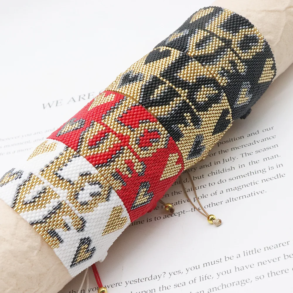 Браслет из рисовых бусин Сердце Оригинальность Богемия ЛЮБОВЬ Ручное вязание