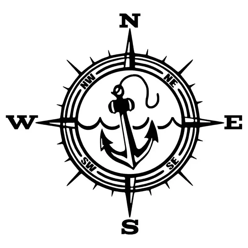 

Personality Car Sticker Anchor Compass Vinyl Decals for Car Bumper Rear Window Body Decoration Decal,20CM*20CM