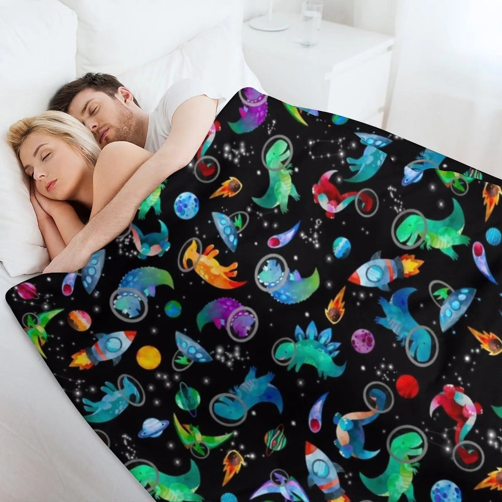 Акварельные космические динозавры с рисунком галактики одеяло люксового бренда