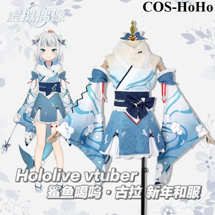 

Женский новогодний костюм-кимоно COS-HoHo из аниме Vtuber Hololive Gawr Gura, костюм для косплея