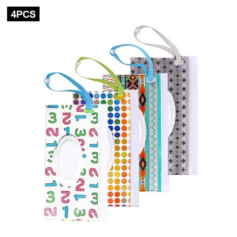 

4PCS Baby Wipes Case Holder Portable Wet Wipes Pouch Refillable Lightweight For Keeps Wet Wipes Fresh Baby Care