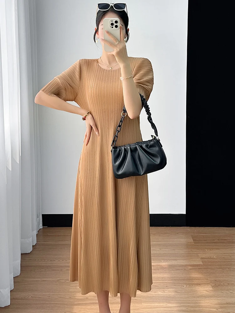 Sanzhai 2024 летнее платье с высокой талией женское дизайнерское короткими рукавами и